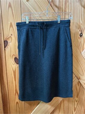 Inherit Clothing Black Midi Pull-On Knit Skirt with Drawstring